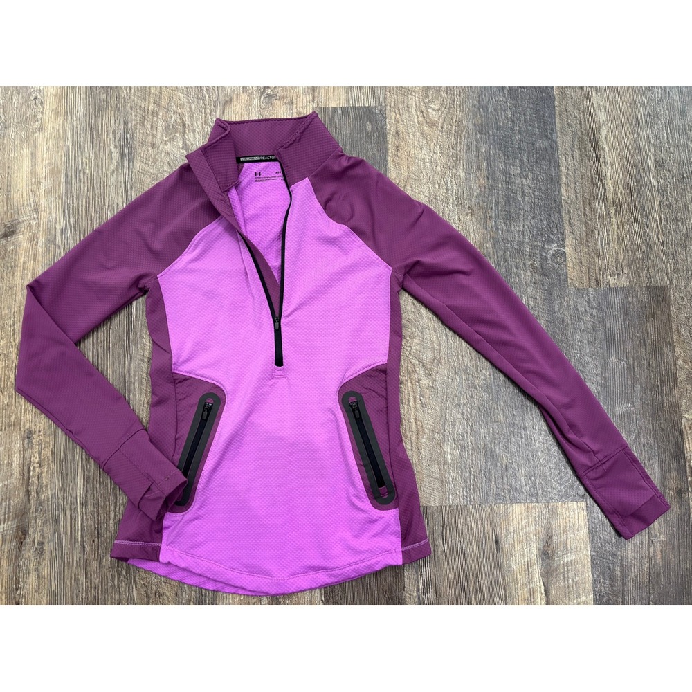 Under Armour ColdGear Reactor Womens‎ XS Purple Half Zip Pullover Running Top